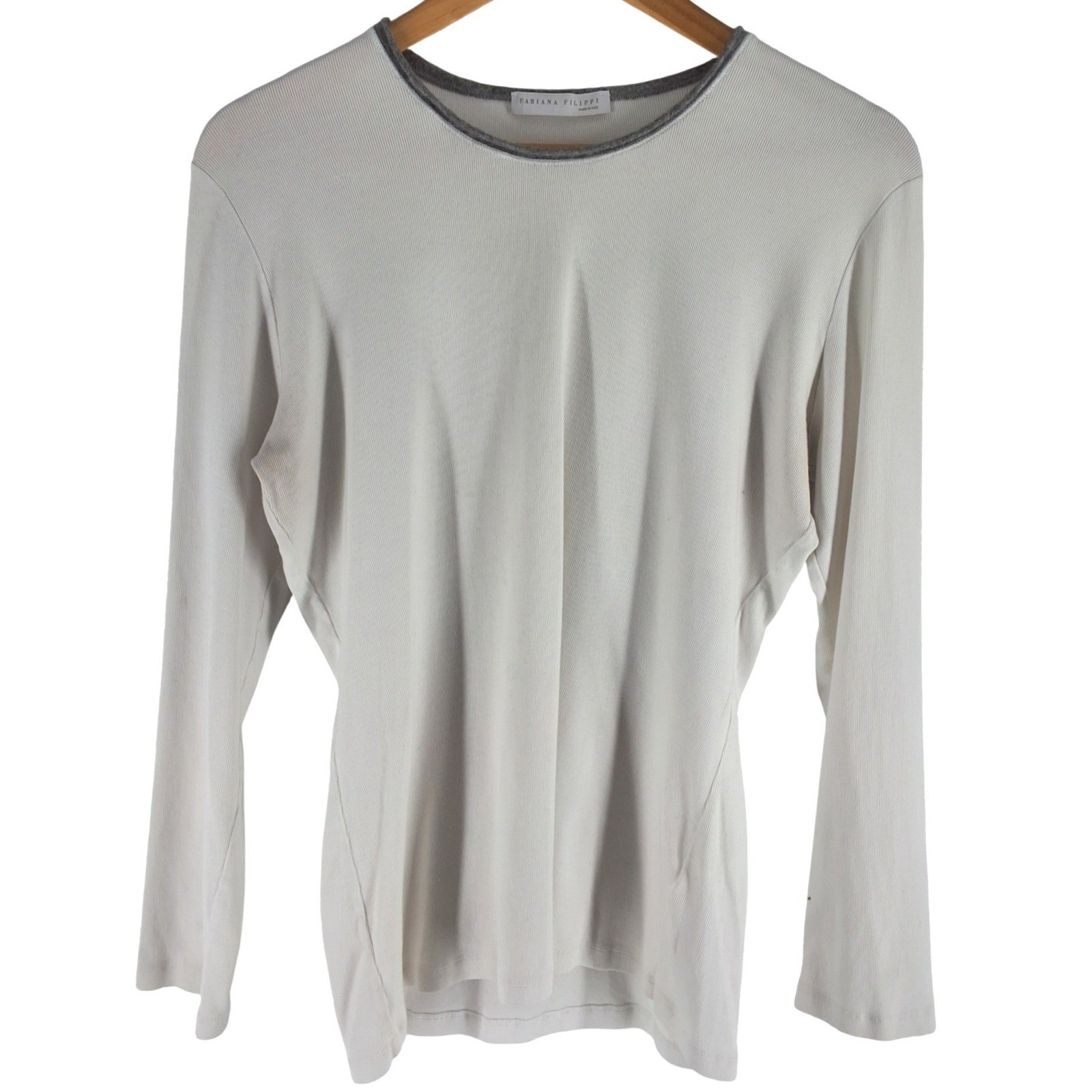Fabiana Filippi Mako Cotton Silk Cashmere Ribbed Top IT 52 US 16 XXXL