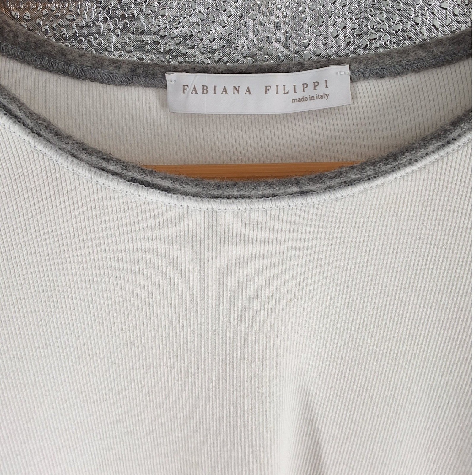 Fabiana Filippi Mako Cotton Silk Cashmere Ribbed Top IT 52 US 16 XXXL