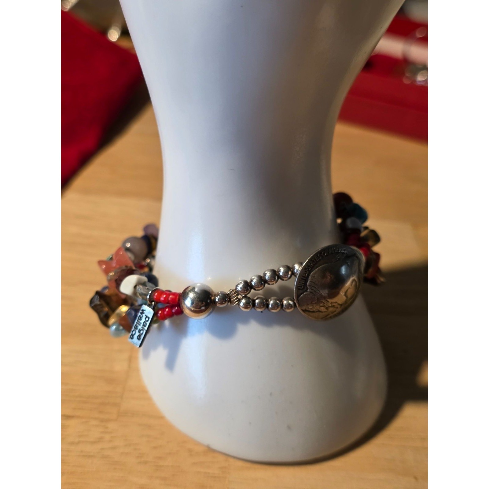 Paige Wallace Handmade Multi-Stone Beaded Bracelet With Buffalo Nickel Clasp - View 12
