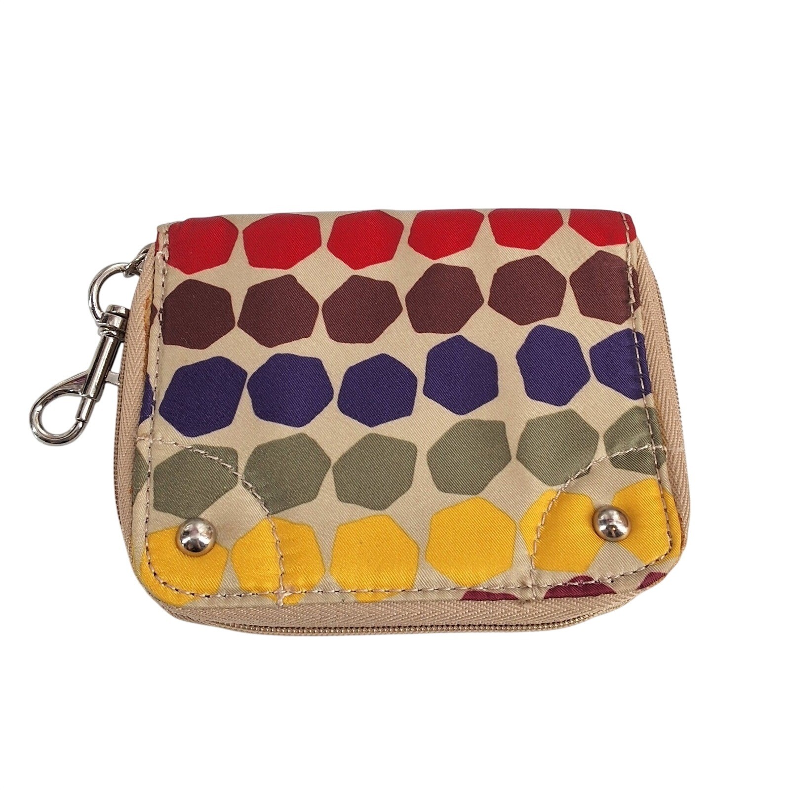 Franco Sarto Multicolor Geometric Honeycomb Zip Around Wallet with Key Clip