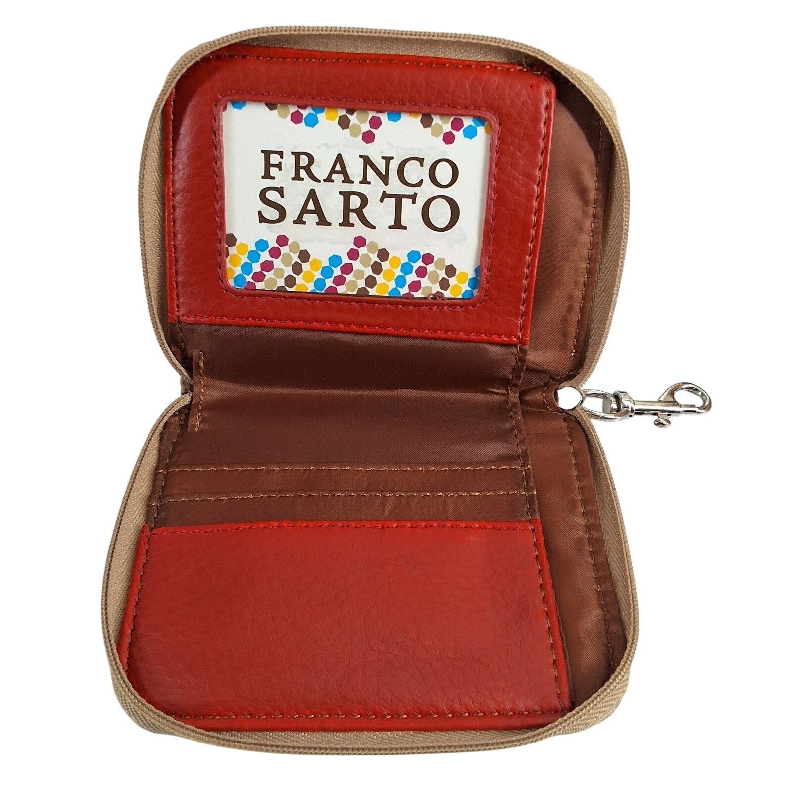 Franco Sarto Multicolor Geometric Honeycomb Zip Around Wallet with Key Clip