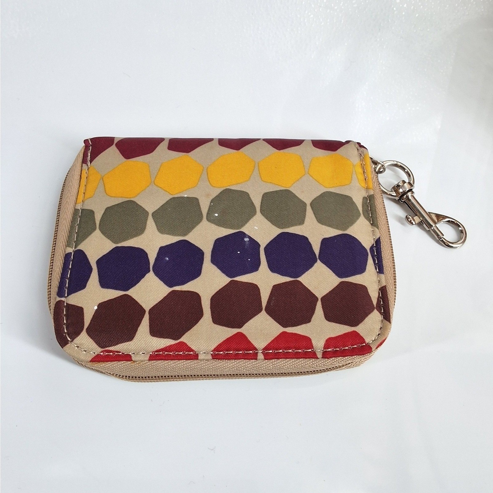 Franco Sarto Multicolor Geometric Honeycomb Zip Around Wallet with Key Clip - View 4