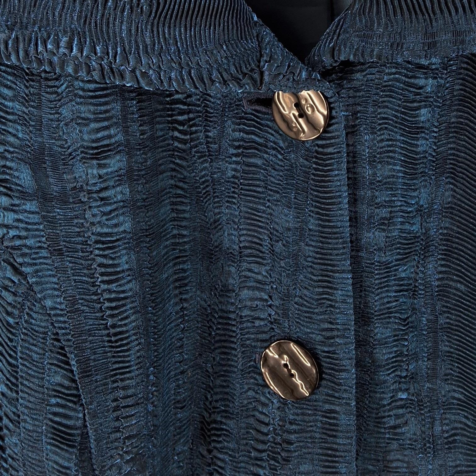 Simonton Says George Simonton Blue Crinkle Textured Blazer Jacket Size M - View 4