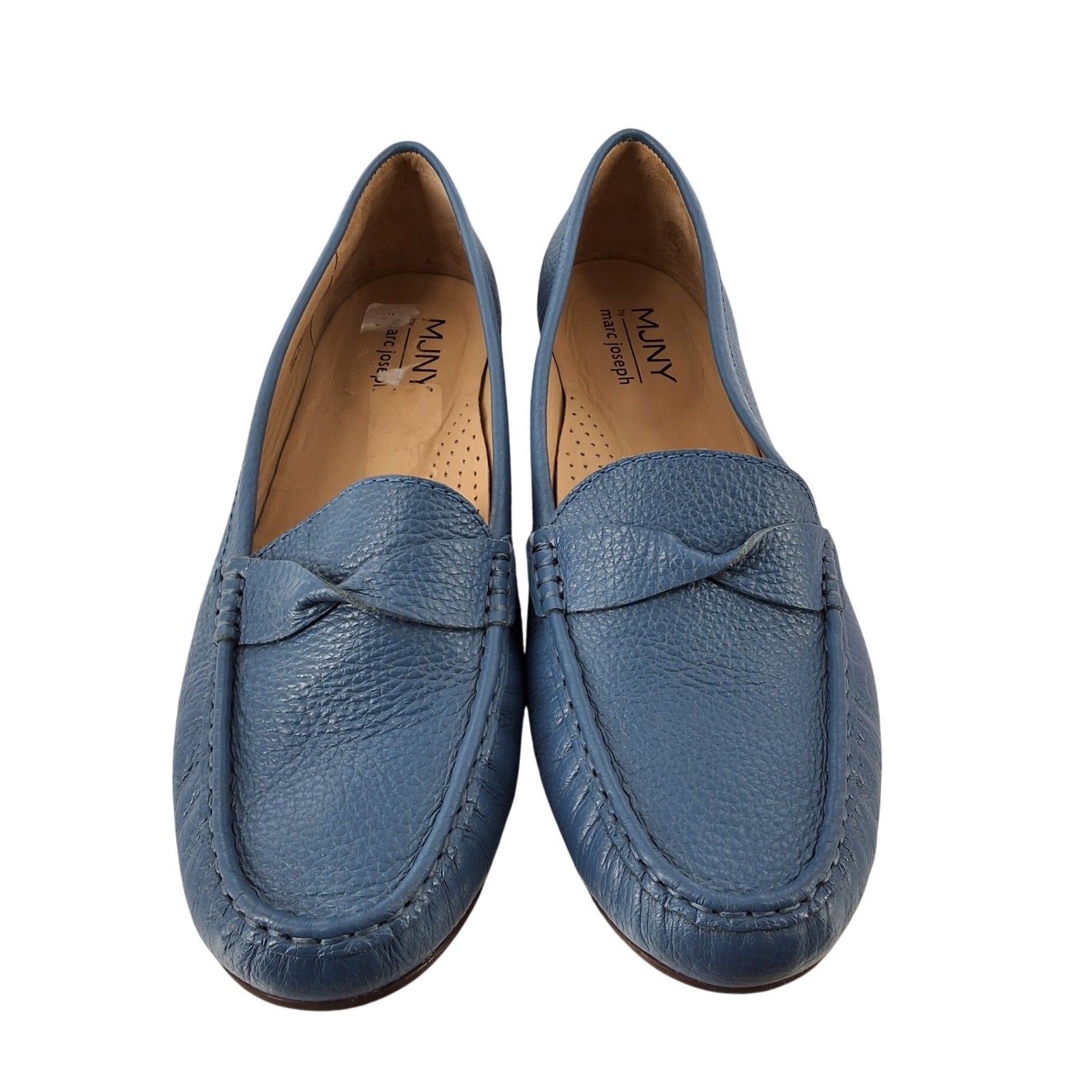 MJNY Marc Joseph New York Womens Blue Grained Leather Driver Loafers Size 10.5 - View 4