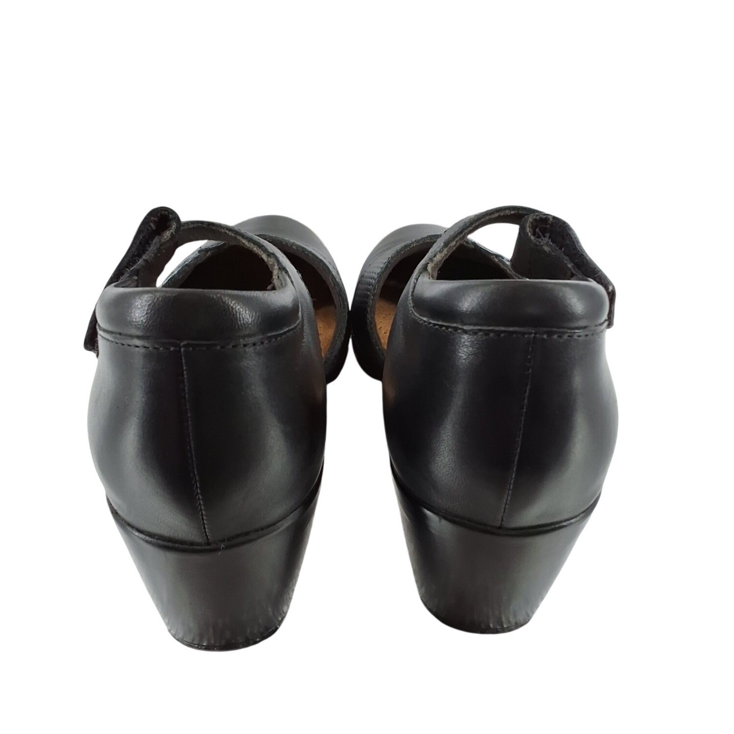 Clarks Collection Black Leather Mary Jane Pumps Block Heel Womens 9.5 US - View 3