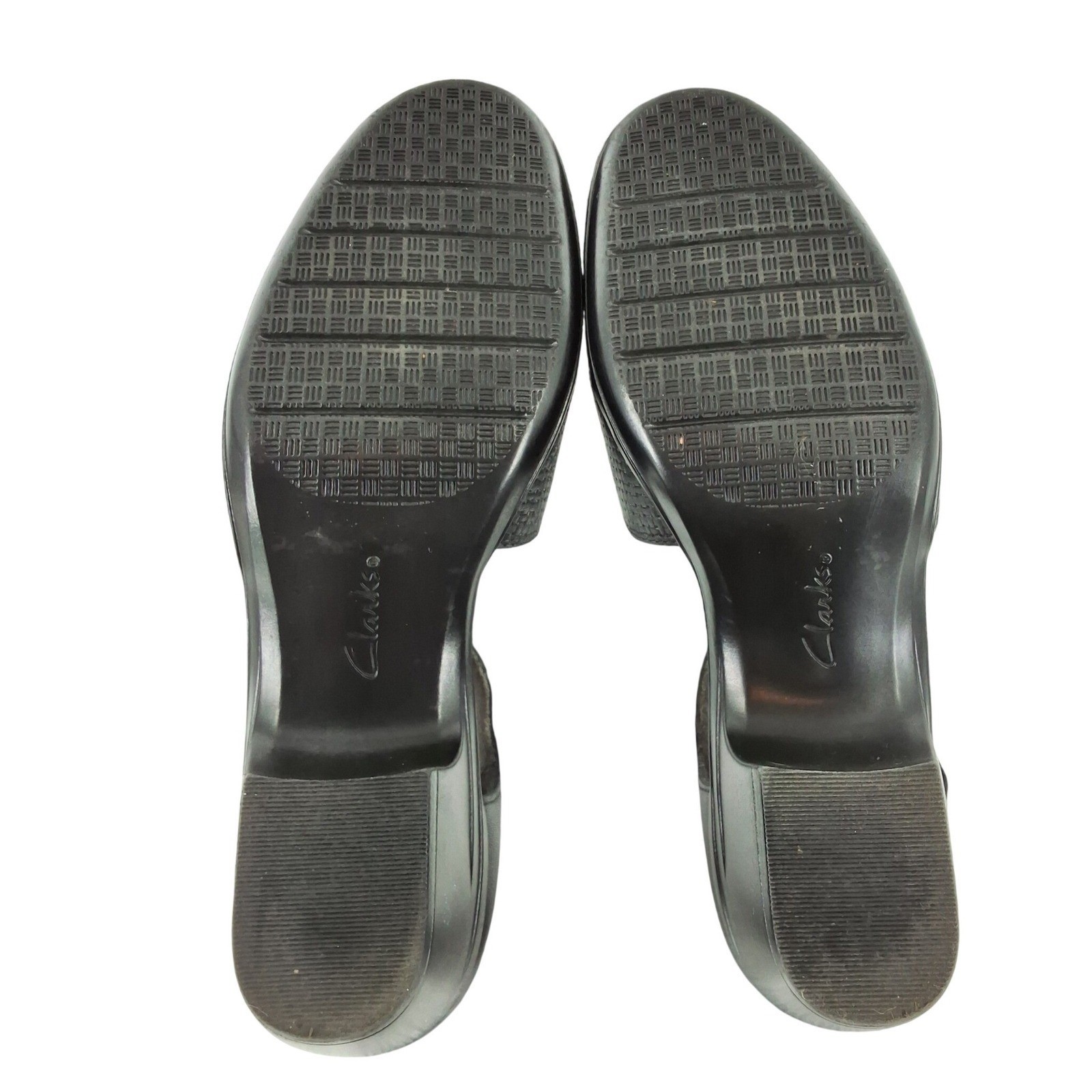 Clarks Collection Black Leather Mary Jane Pumps Block Heel Womens 9.5 US - View 4
