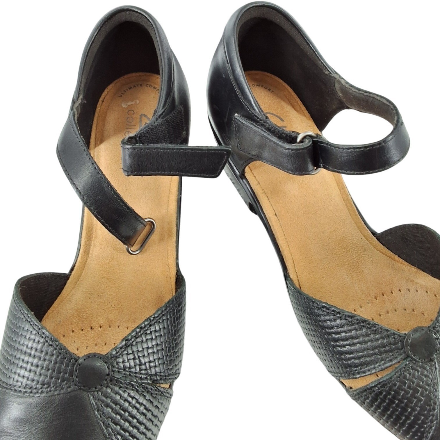 Clarks Collection Black Leather Mary Jane Pumps Block Heel Womens 9.5 US - View 7