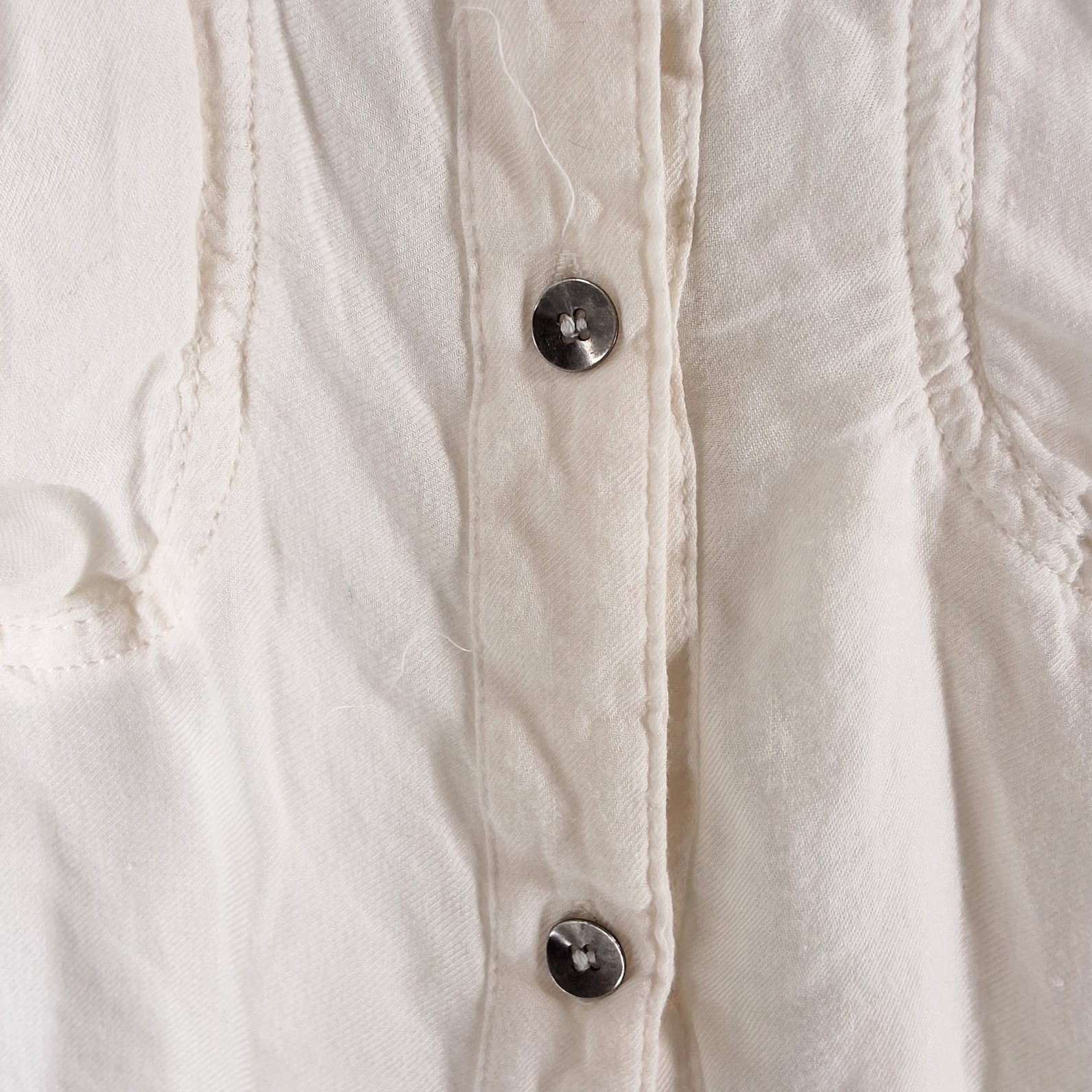 Free People White Rayon Button Down Boho Shirt Long Sleeve Oversized Pockets M - View 7