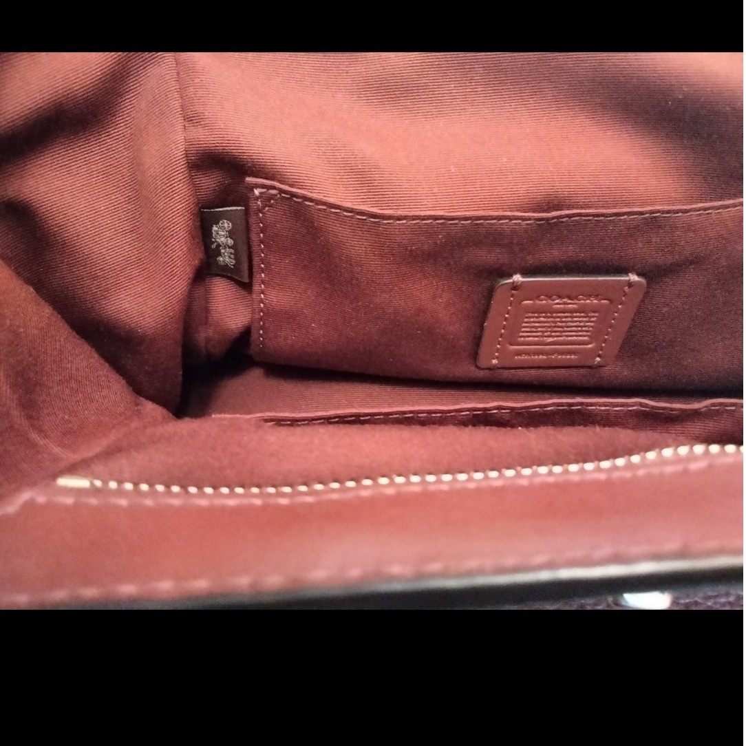 Coach Blake Flap Carryall Pebbled Leather Gold Turn Lock Burgundy - View 6