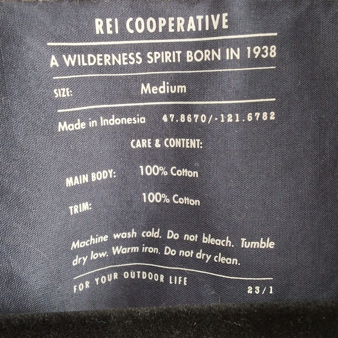 REI Co-op Men's Dark Blue 100% Cotton Long Sleeve Flannel Shirt Medium