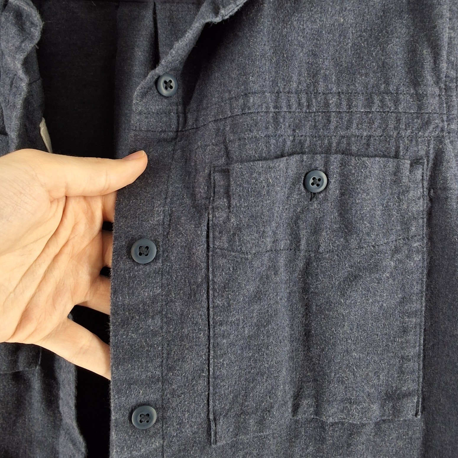 REI Co-op Men's Dark Blue 100% Cotton Long Sleeve Flannel Shirt Medium - View 7