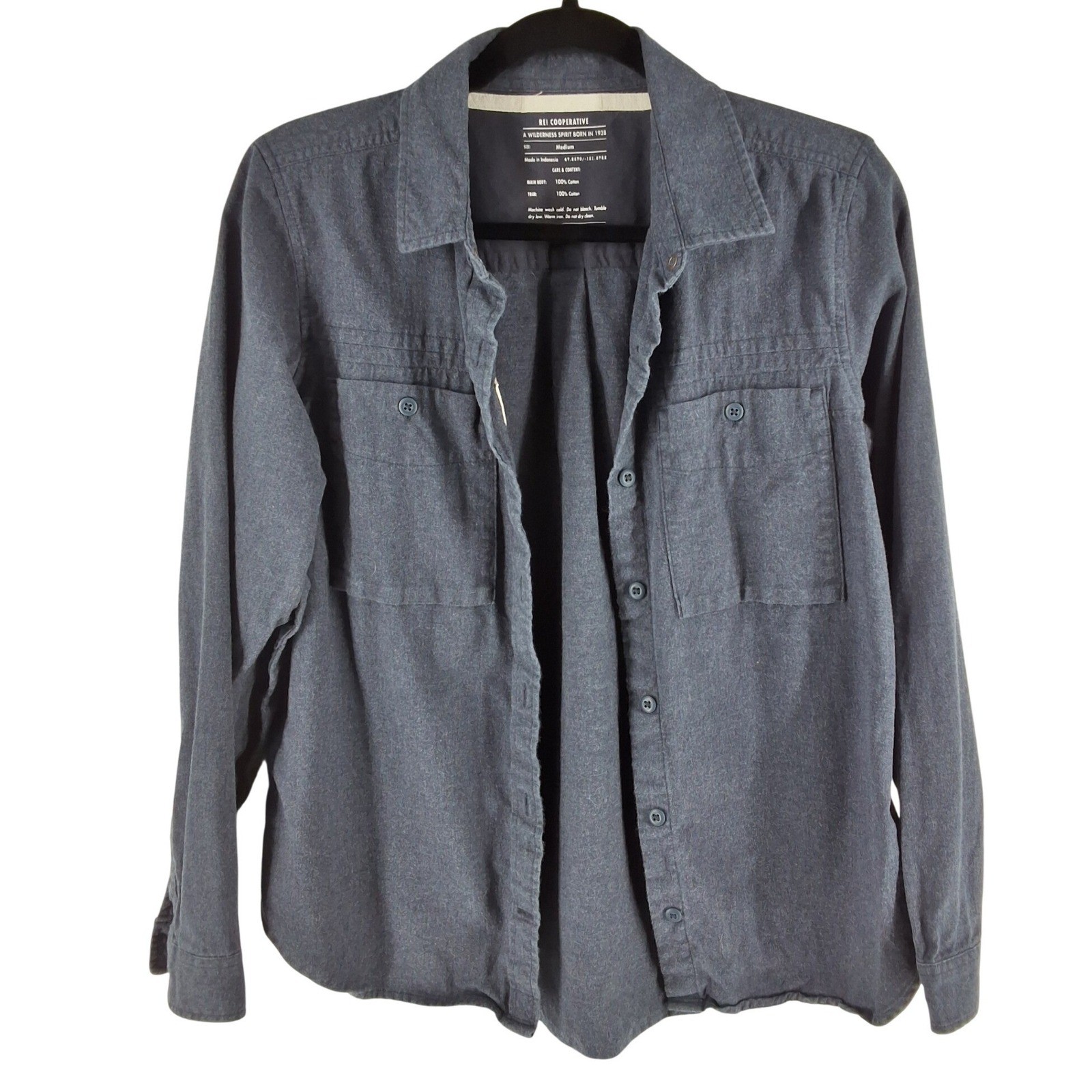 REI Co-op Men's Dark Blue 100% Cotton Long Sleeve Flannel Shirt Medium - View 8
