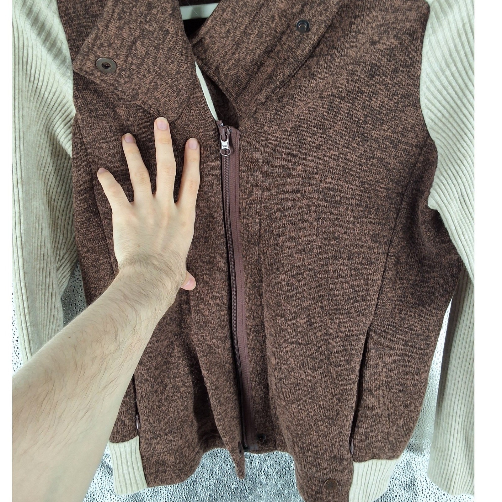 Royal Robbins Womens Small Brown Marled Fleece Full Zip Sweater Jacket - View 8