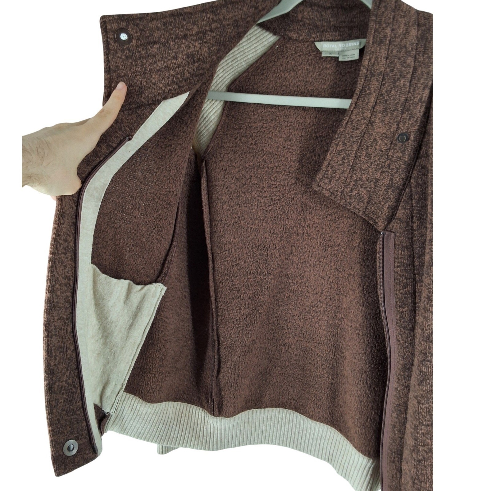 Royal Robbins Womens Small Brown Marled Fleece Full Zip Sweater Jacket - View 9