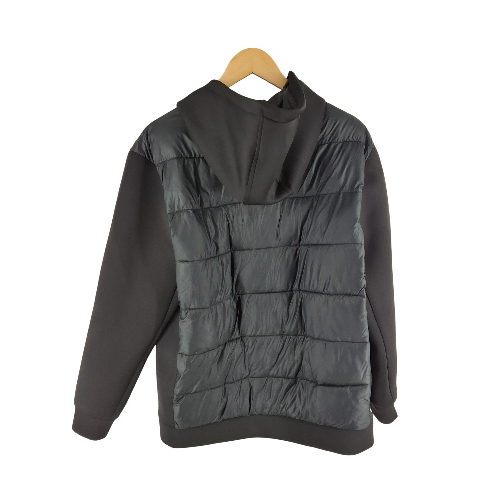 Dip Mens Black Hybrid Puffer Jacket Quilted Hooded Full Zip Size L