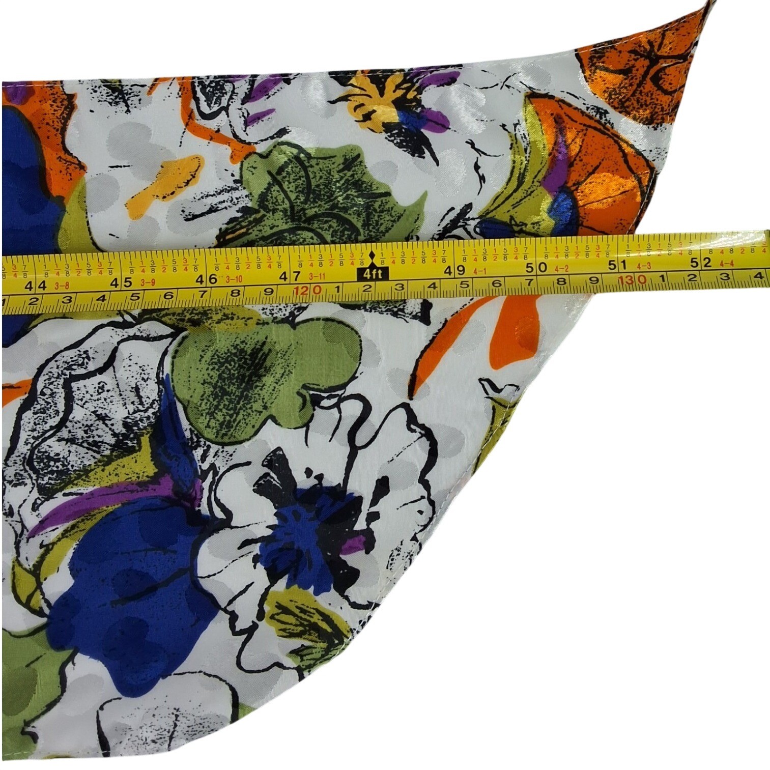 Vibrant Floral Oblong Scarf Multicolor Painterly Print Polka Dot Jacquard 52x8