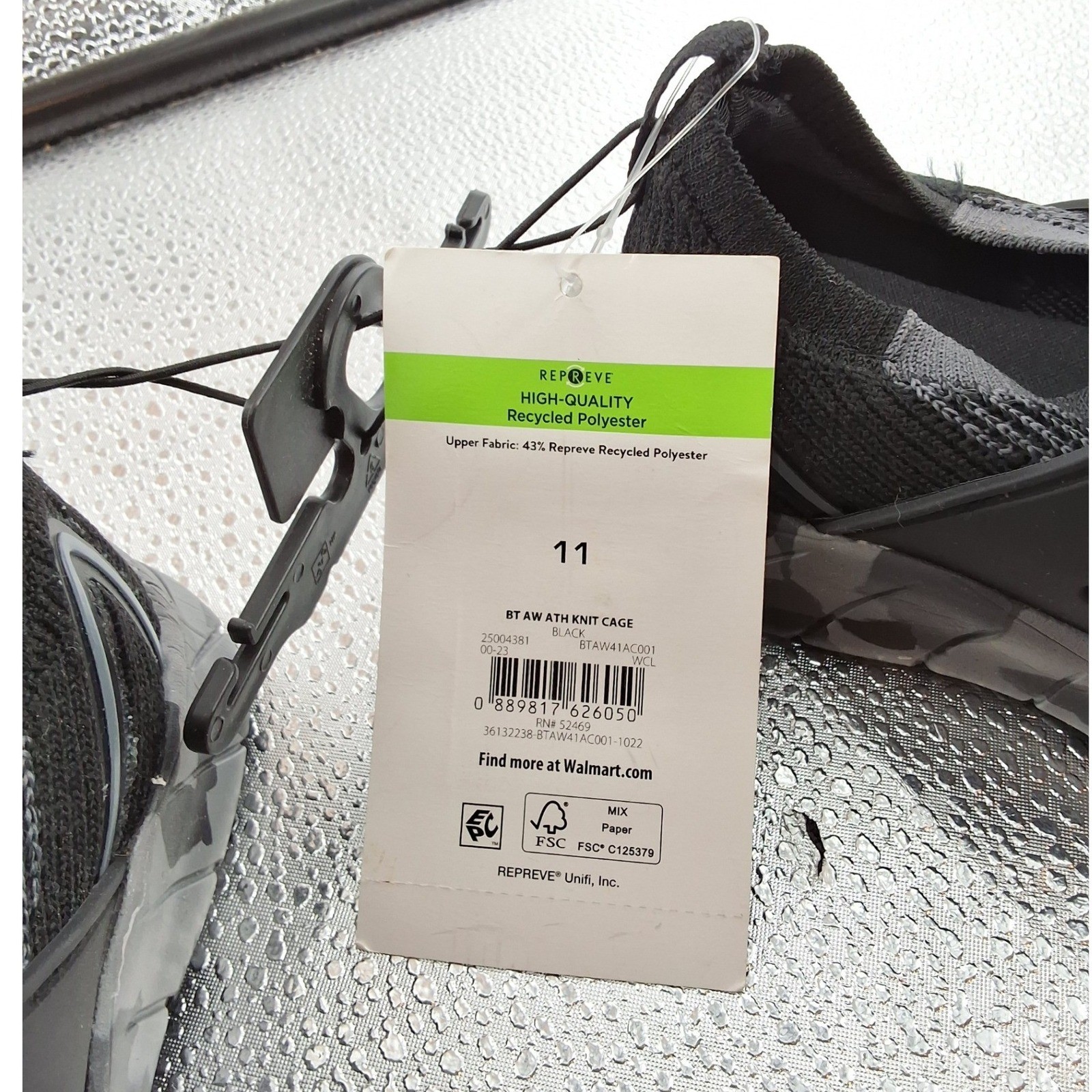 Athletic Works Womens Black Knit Cage Slip On Memory Foam Sneakers Size 11 NEW - View 5