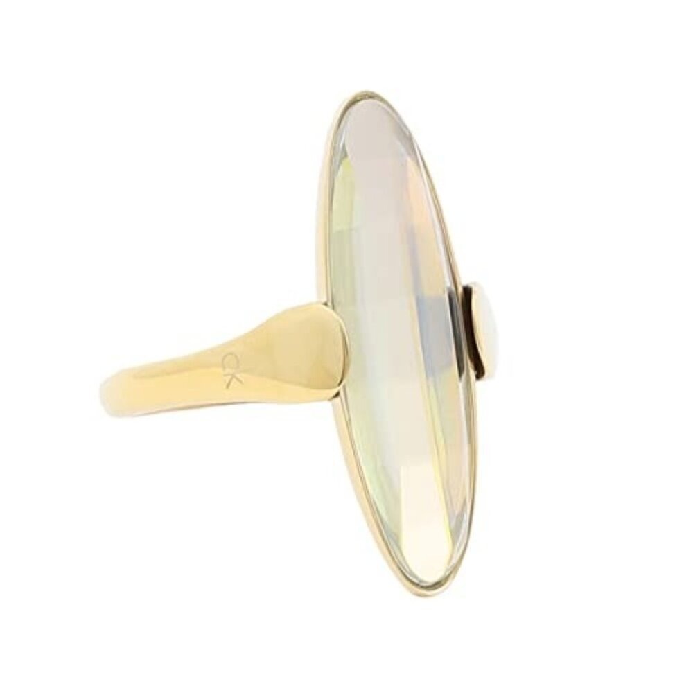 Calvin Klein Continuity Slim Oval Faceted Yellow Glass Stone Ring Size 9 NWT