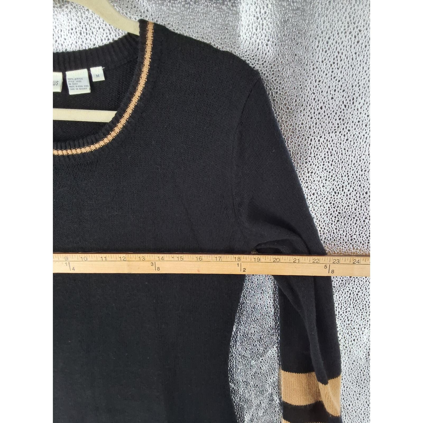 Newport News J0102 Striped Acrylic Knit Sweater Dress Black Tan M - View 5