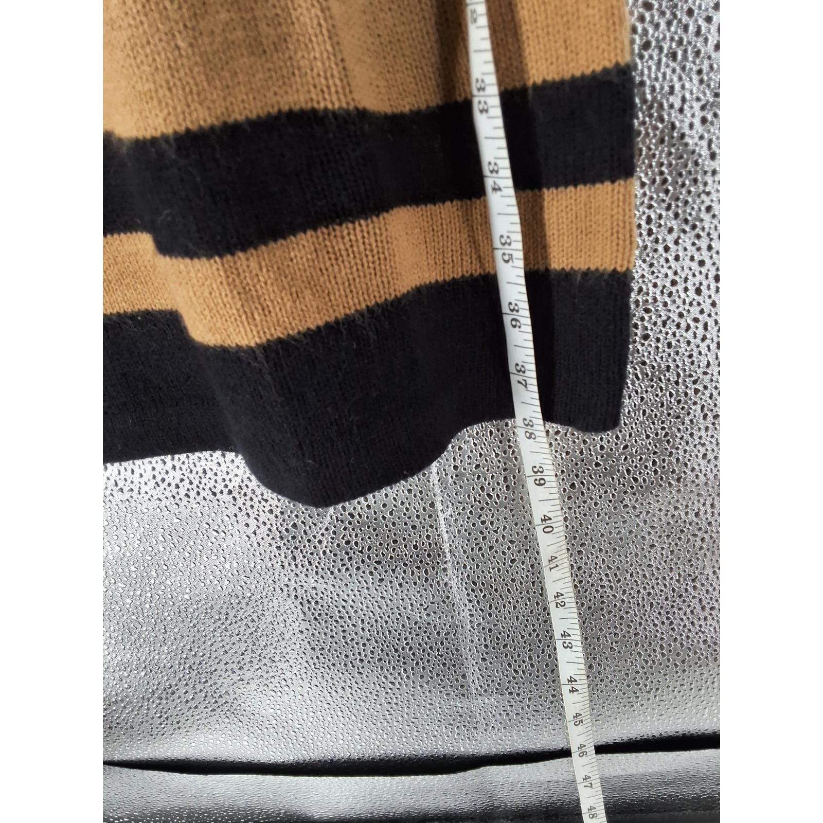 Newport News J0102 Striped Acrylic Knit Sweater Dress Black Tan M - View 6