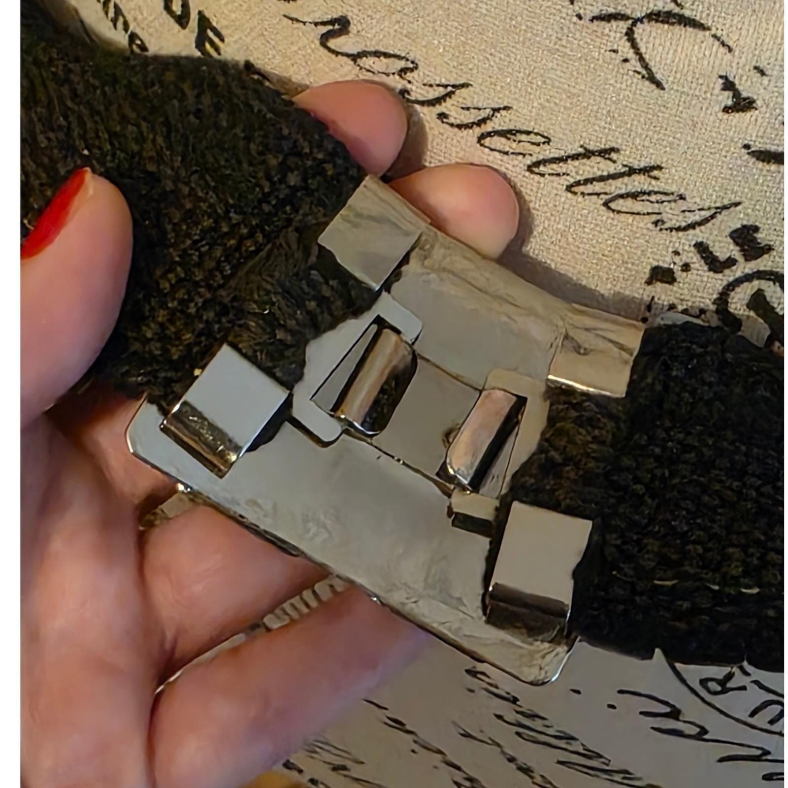 Vintage Silver Metal Mesh Scale Belt Wide Interlocking Buckle Glam Disco Retro - View 6