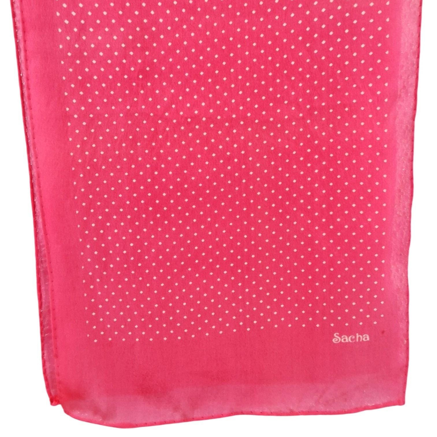 Sacha Hot Pink White Gradient Polka Dot Grid Rectangular Scarf