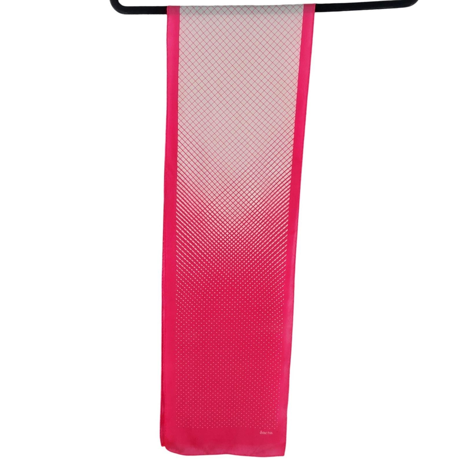 Sacha Hot Pink White Gradient Polka Dot Grid Rectangular Scarf - View 5