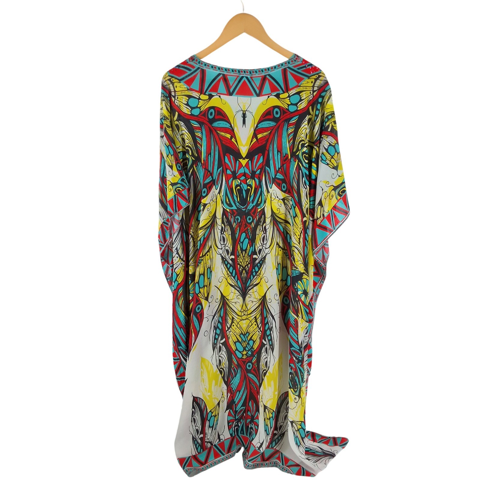 Sakkas Laisson Flowy Hi Low Caftan Rhinestone Boxy V Neck Dress Top Cover Up OS - View 7