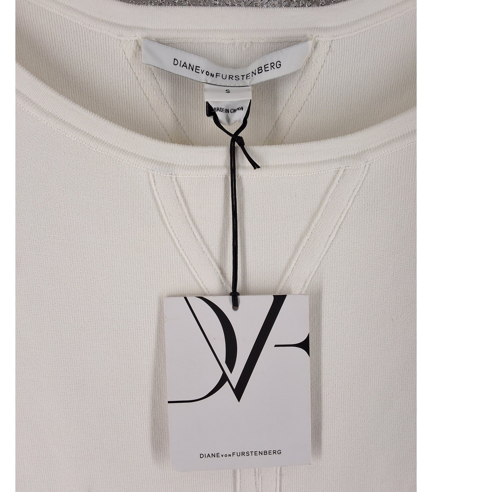 NWT DVF White Knit Fit & Flare Dress Cap Sleeve Bridal Size S - View 3