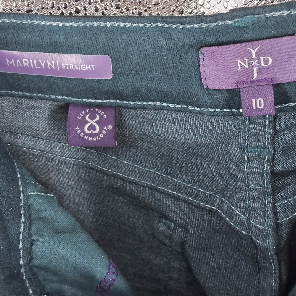 NYDJ Marilyn Straight Leg Pants Teal Green Lift Tuck Stretch Women's Size 10 - View 4