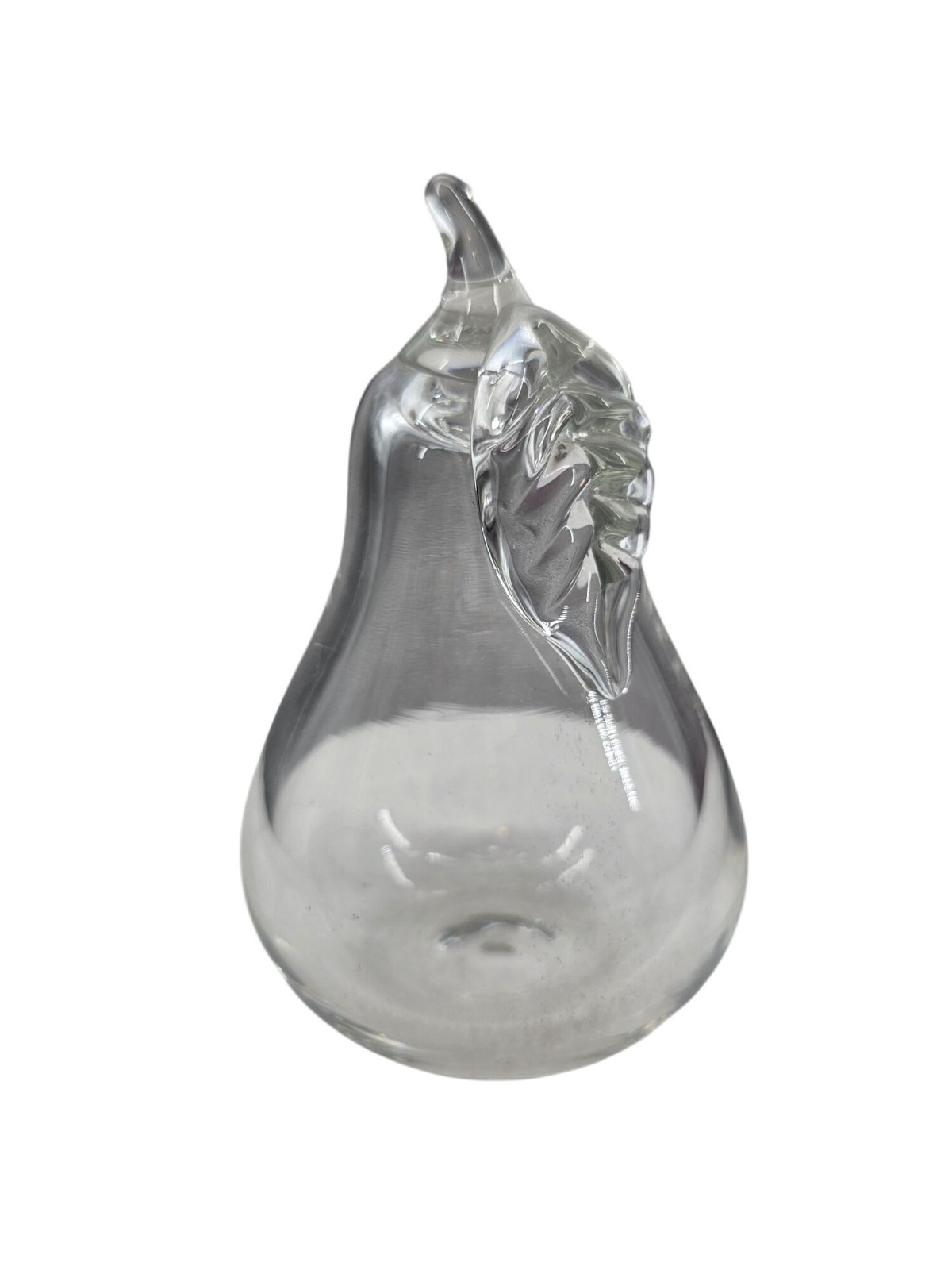 Princess House Blown Glass Pear Figurine Paperweight 3 Inch Clear Fruit Decor