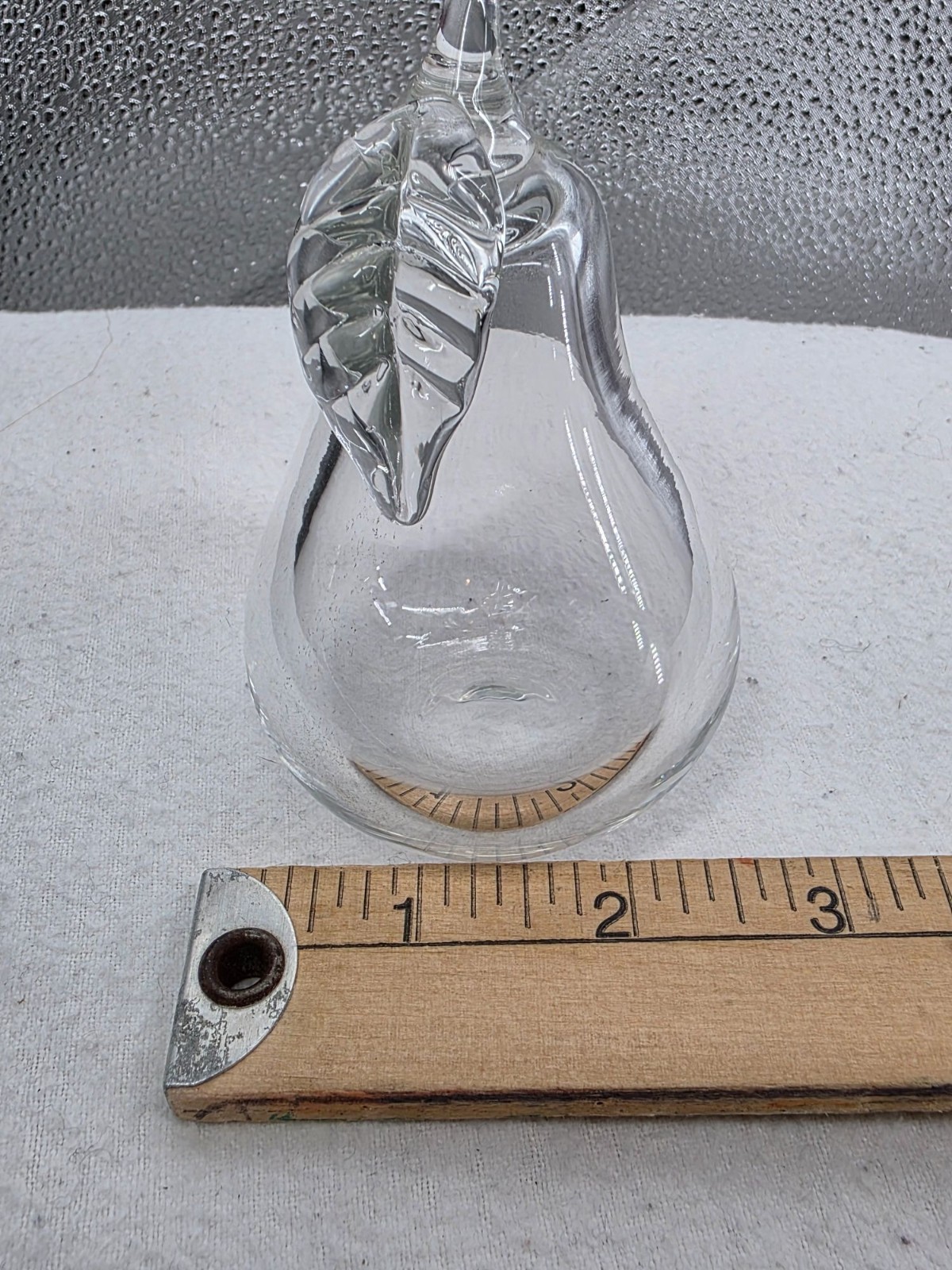 Princess House Blown Glass Pear Figurine Paperweight 3 Inch Clear Fruit Decor - View 4
