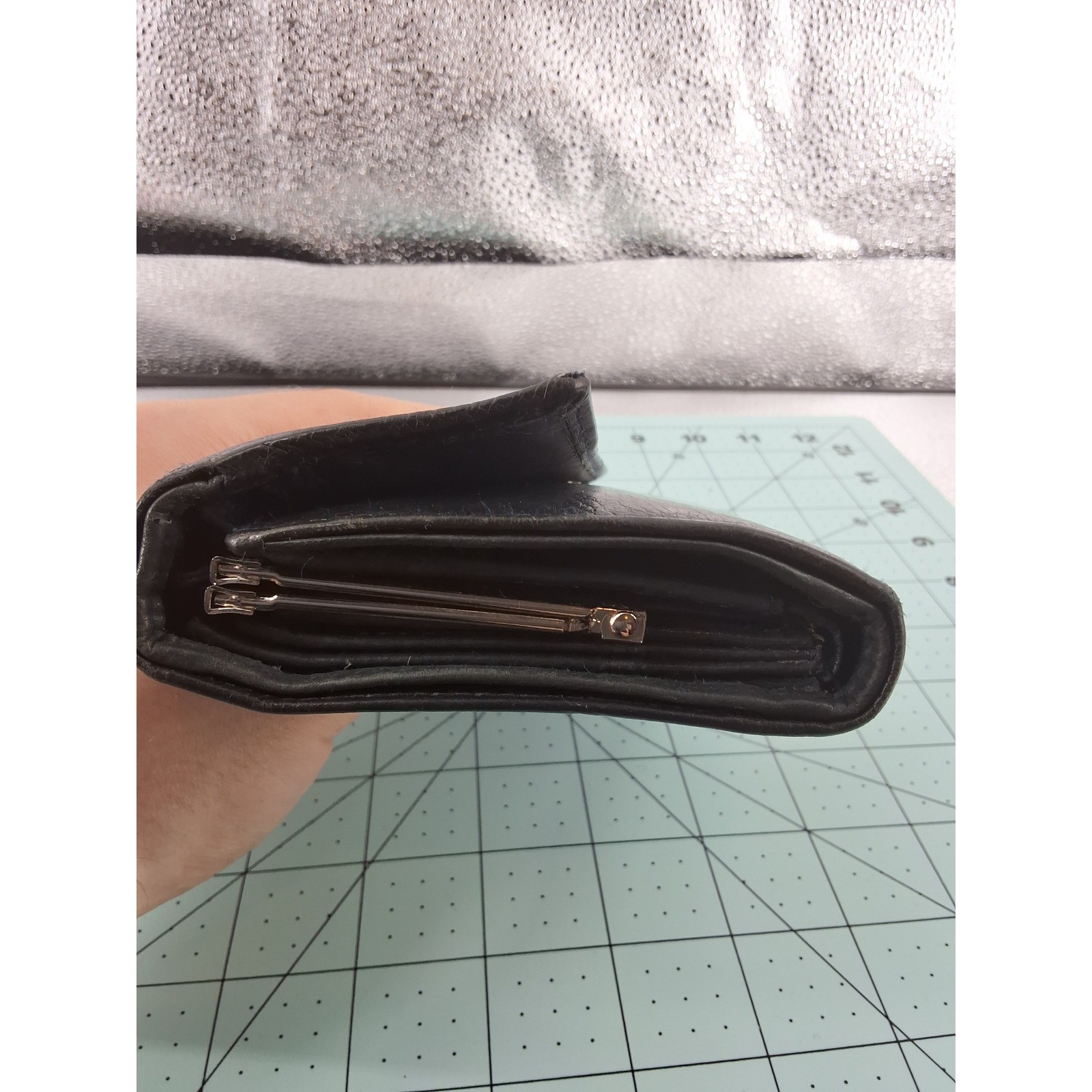 Classic Black Leather Bifold Wallet | Snap Closure | Card Slots - View 3