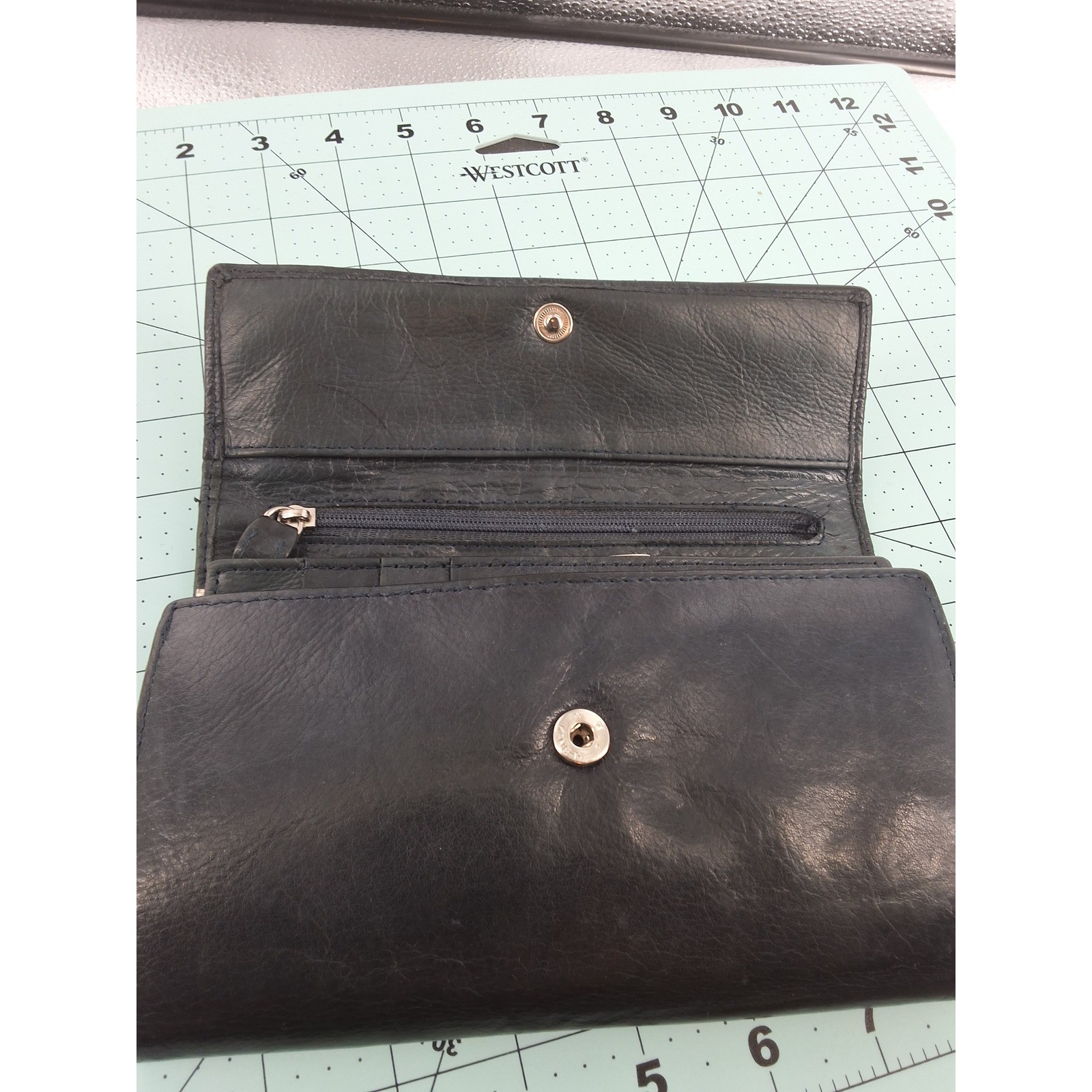 Classic Black Leather Bifold Wallet | Snap Closure | Card Slots - View 5
