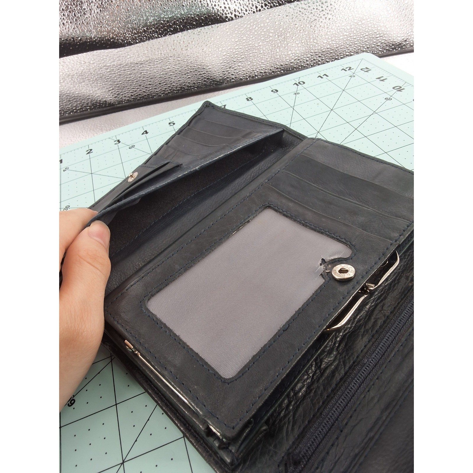Classic Black Leather Bifold Wallet | Snap Closure | Card Slots - View 9