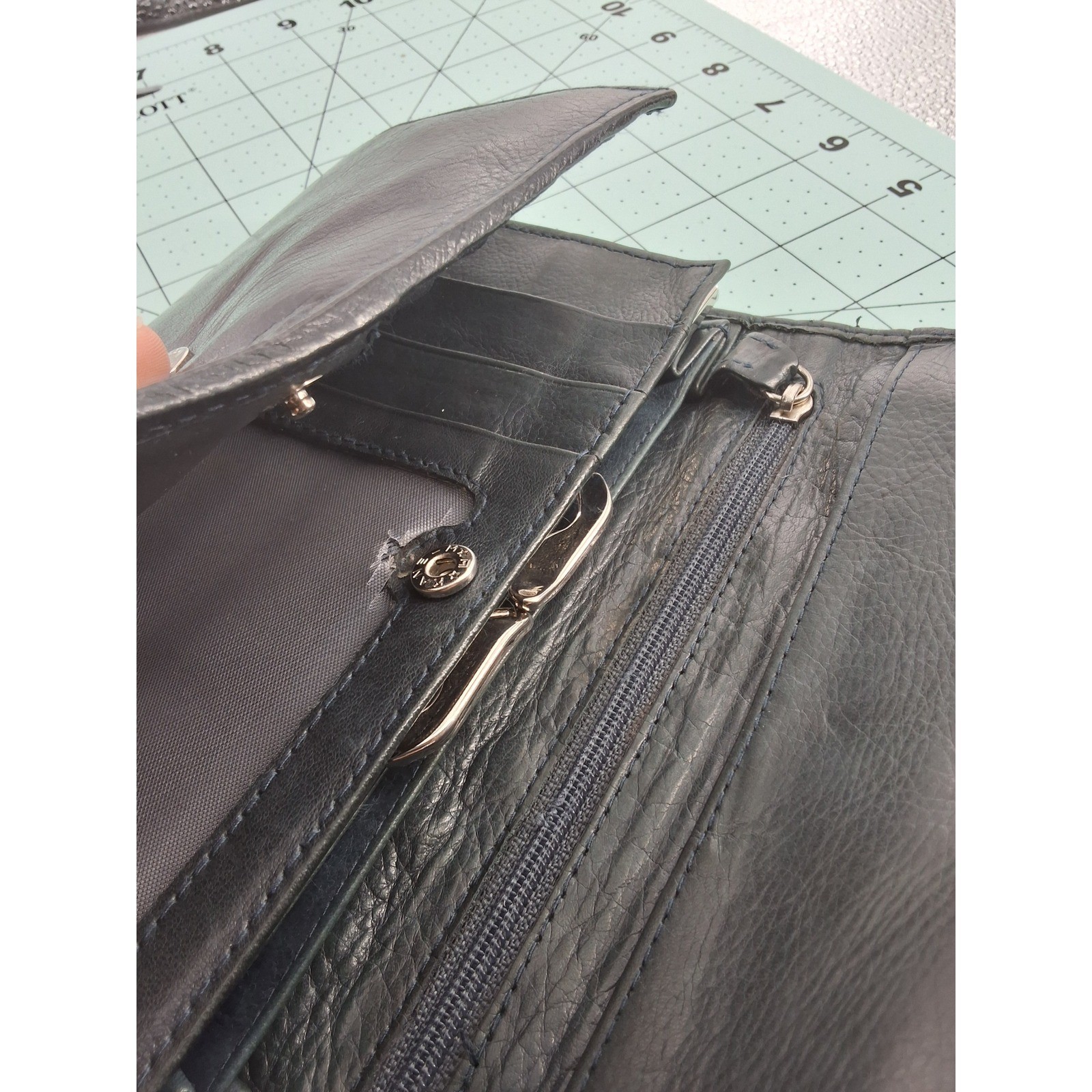 Classic Black Leather Bifold Wallet | Snap Closure | Card Slots - View 10