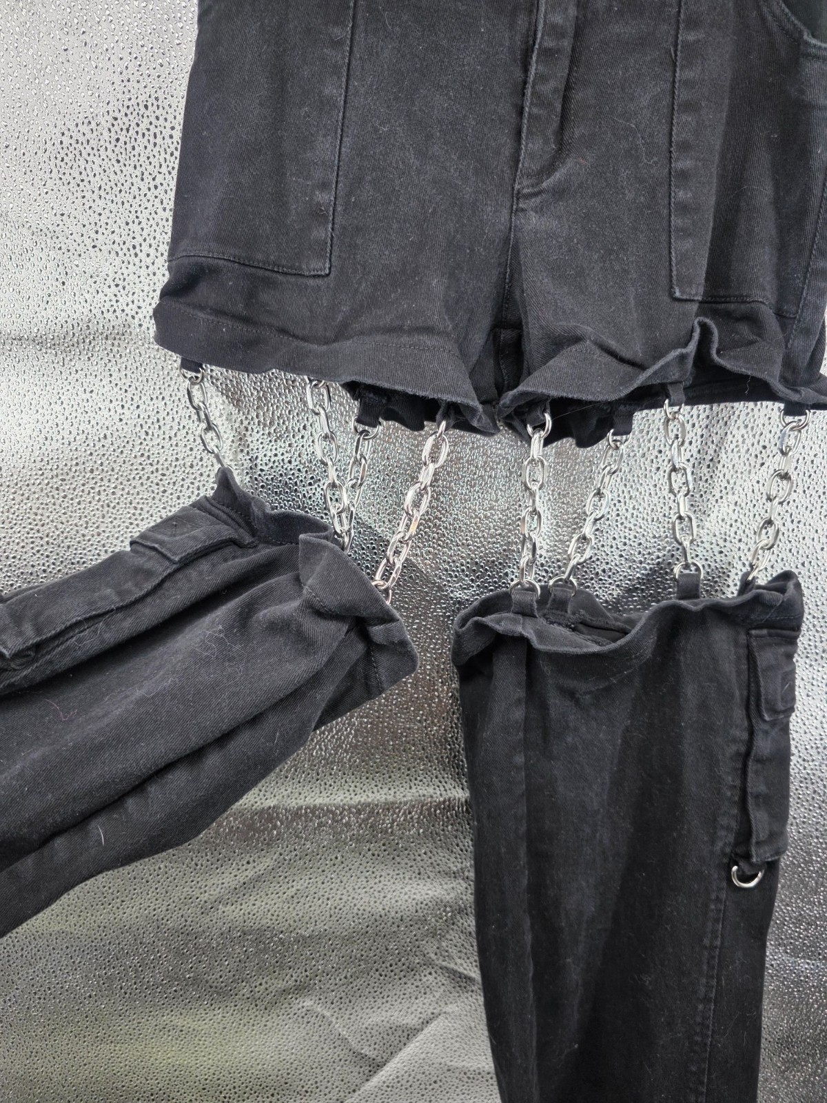 Black Chain-Linked Convertible Pants With Cargo Pockets Size XXS - View 10