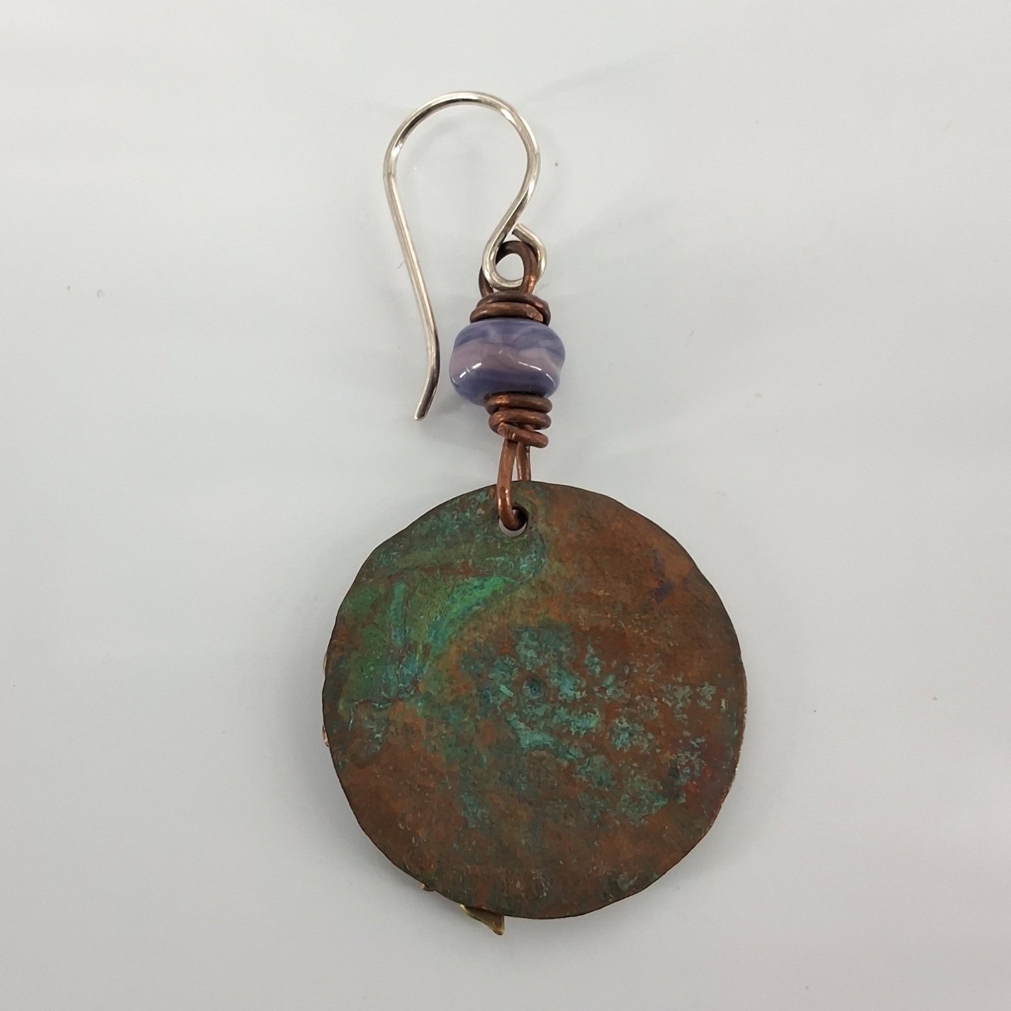Artisan Verdigris Patina Leaf Copper Mixed Metal Earring & Necklace Set Boho - View 3