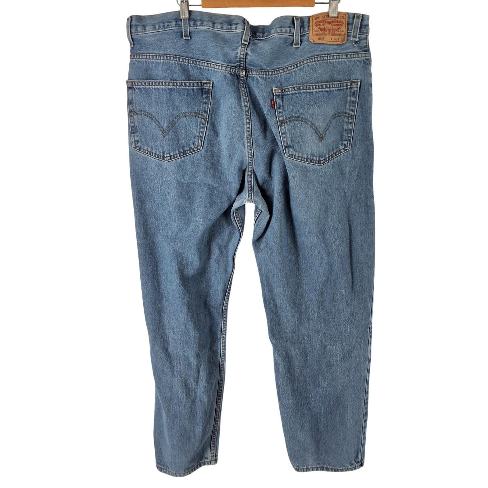 Levis 550 Relaxed Fit Jeans Highrise 42x32 Blue Denim Tapered Leg 100% Cotton - View 9