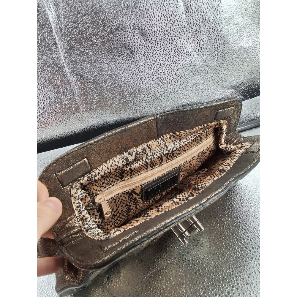 Steven by Steve Madden Lady Unique Lock Clutch Bronze Metallic Crackled - View 6
