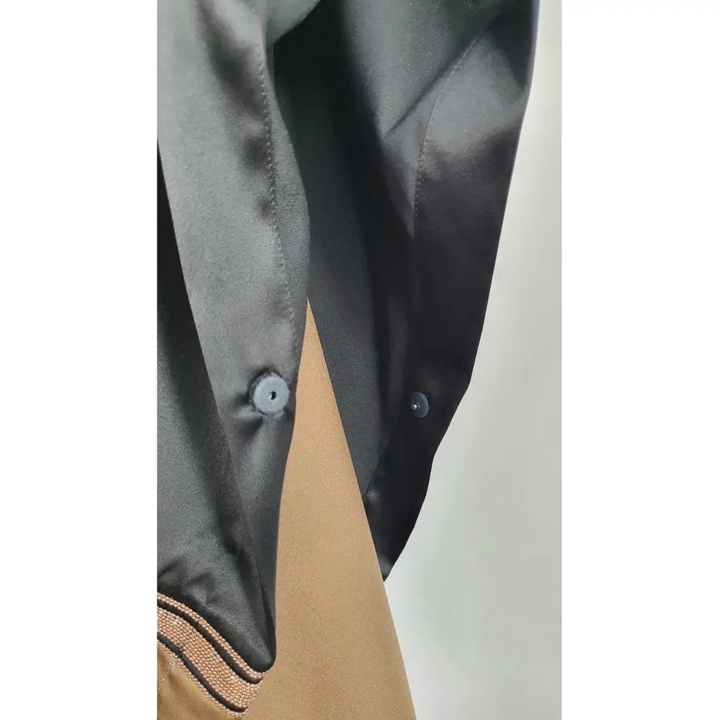 Brunello Cucinelli Silk Monili Bead Colorblock Poncho Wrap Black Brown L - View 5