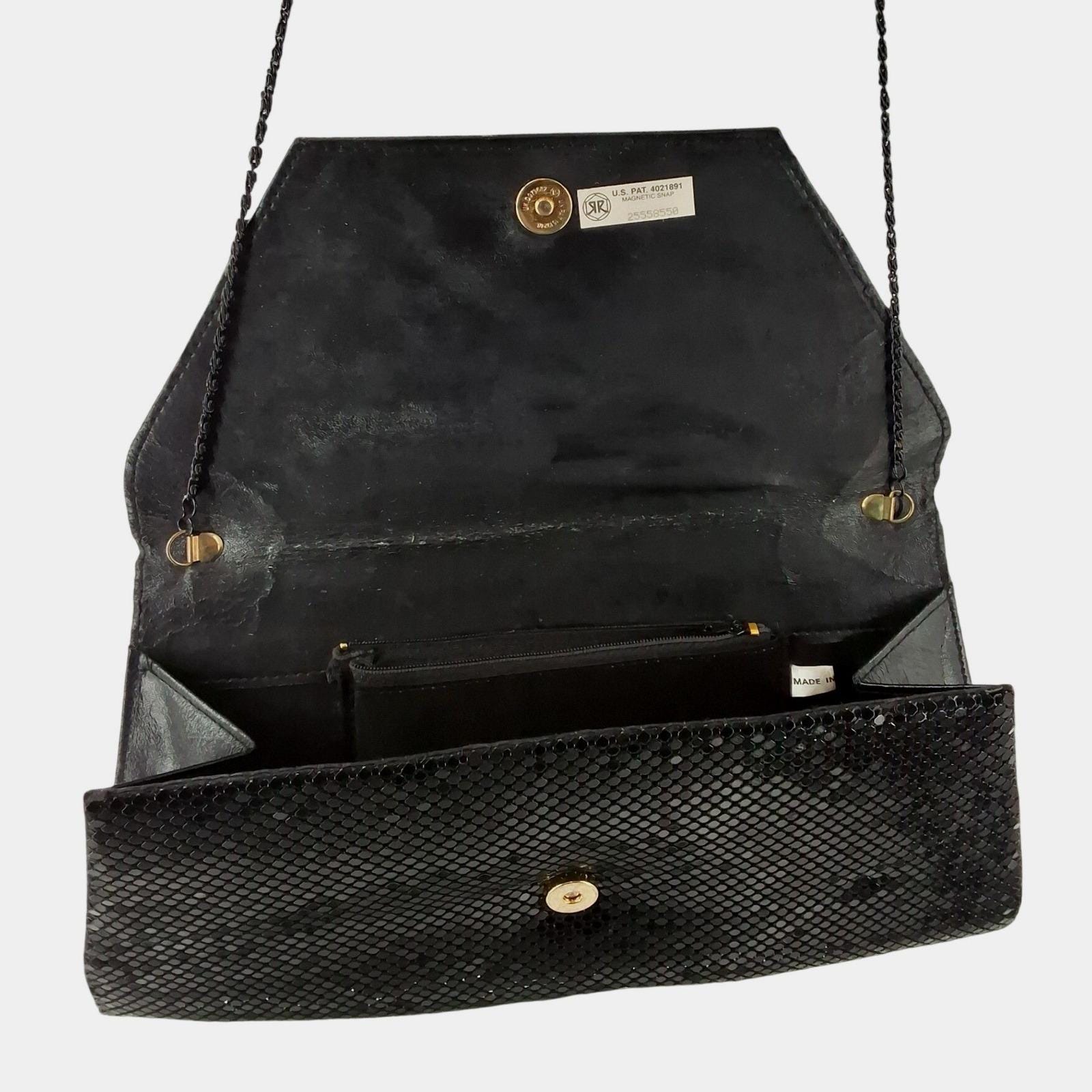 Vintage Black Metal Mesh Envelope Clutch Shoulder Bag Formal Evening Purse - View 5