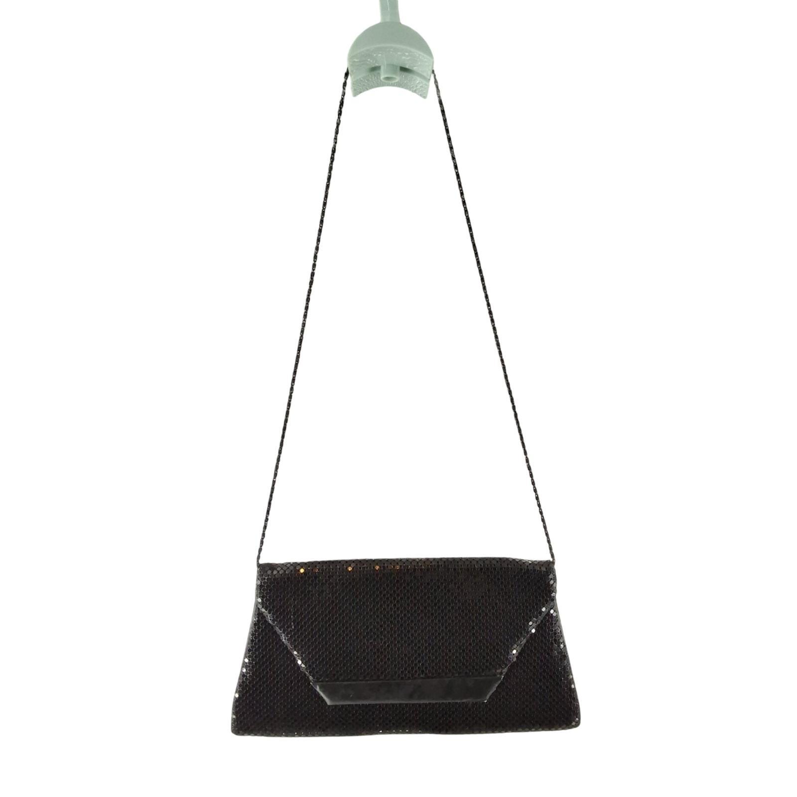 Vintage Black Metal Mesh Envelope Clutch Shoulder Bag Formal Evening Purse - View 6