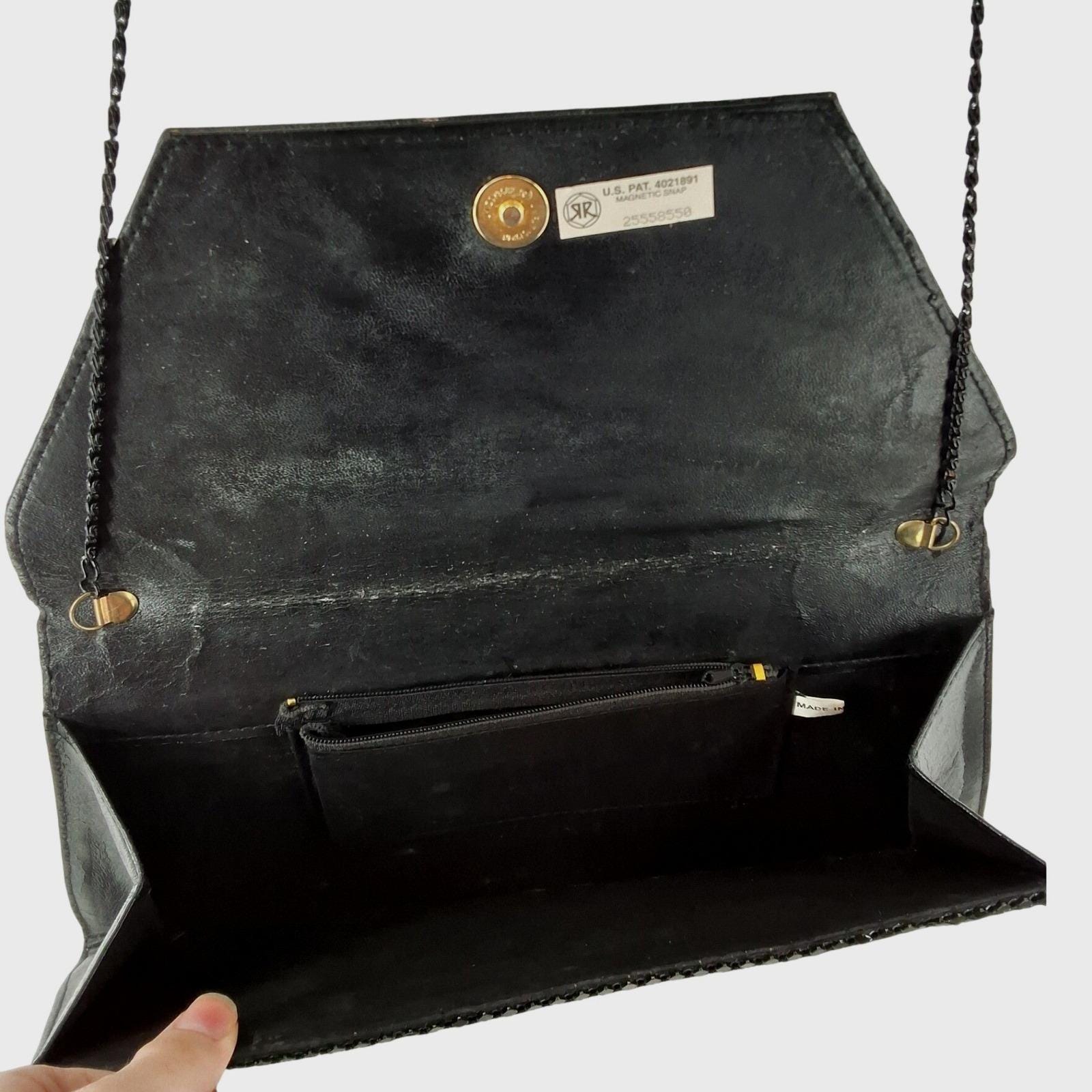 Vintage Black Metal Mesh Envelope Clutch Shoulder Bag Formal Evening Purse - View 8