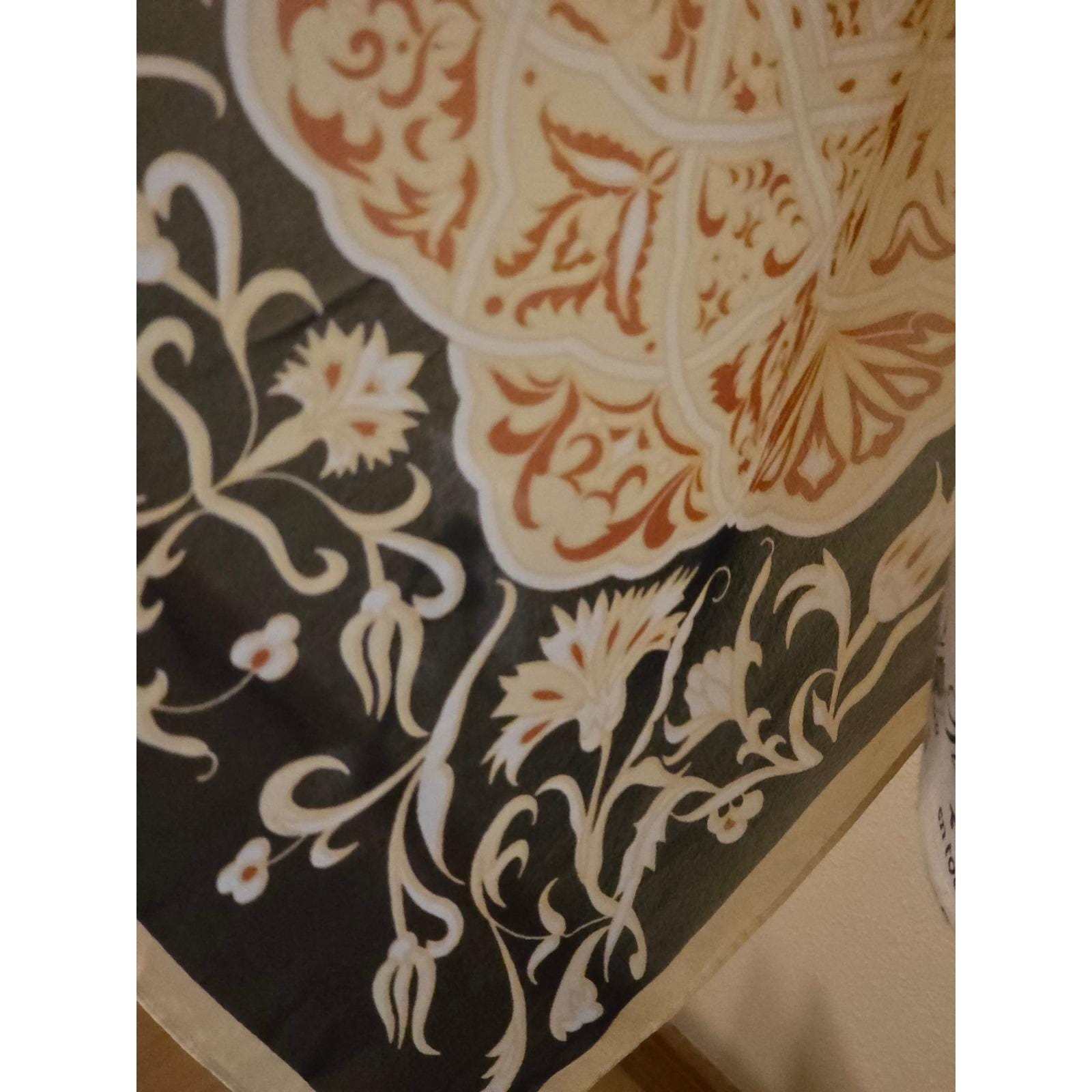 Sheer Silk Mandala Floral Button Wrap Scarf Black Orange Boho - View 8