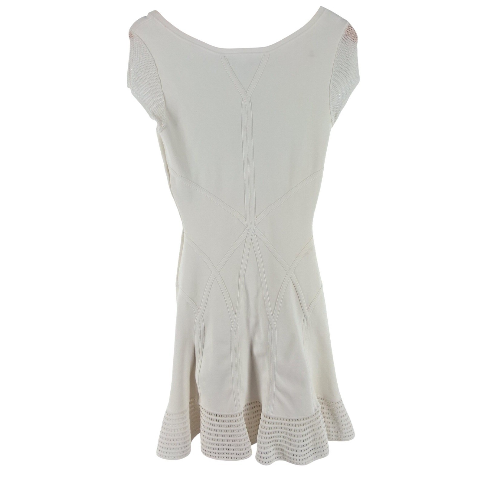 NWT DVF White Knit Fit & Flare Dress Cap Sleeve Bridal Size S - View 9
