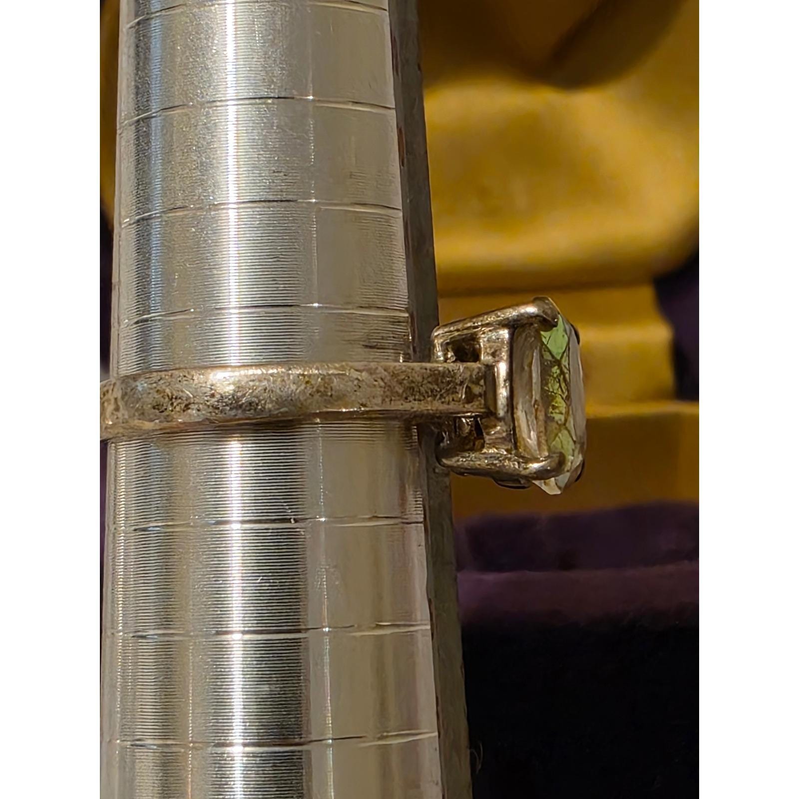 Vintage Sterling Silver 925 Oval Sunstone Solitaire Ring Size 6.25 Patina - View 11