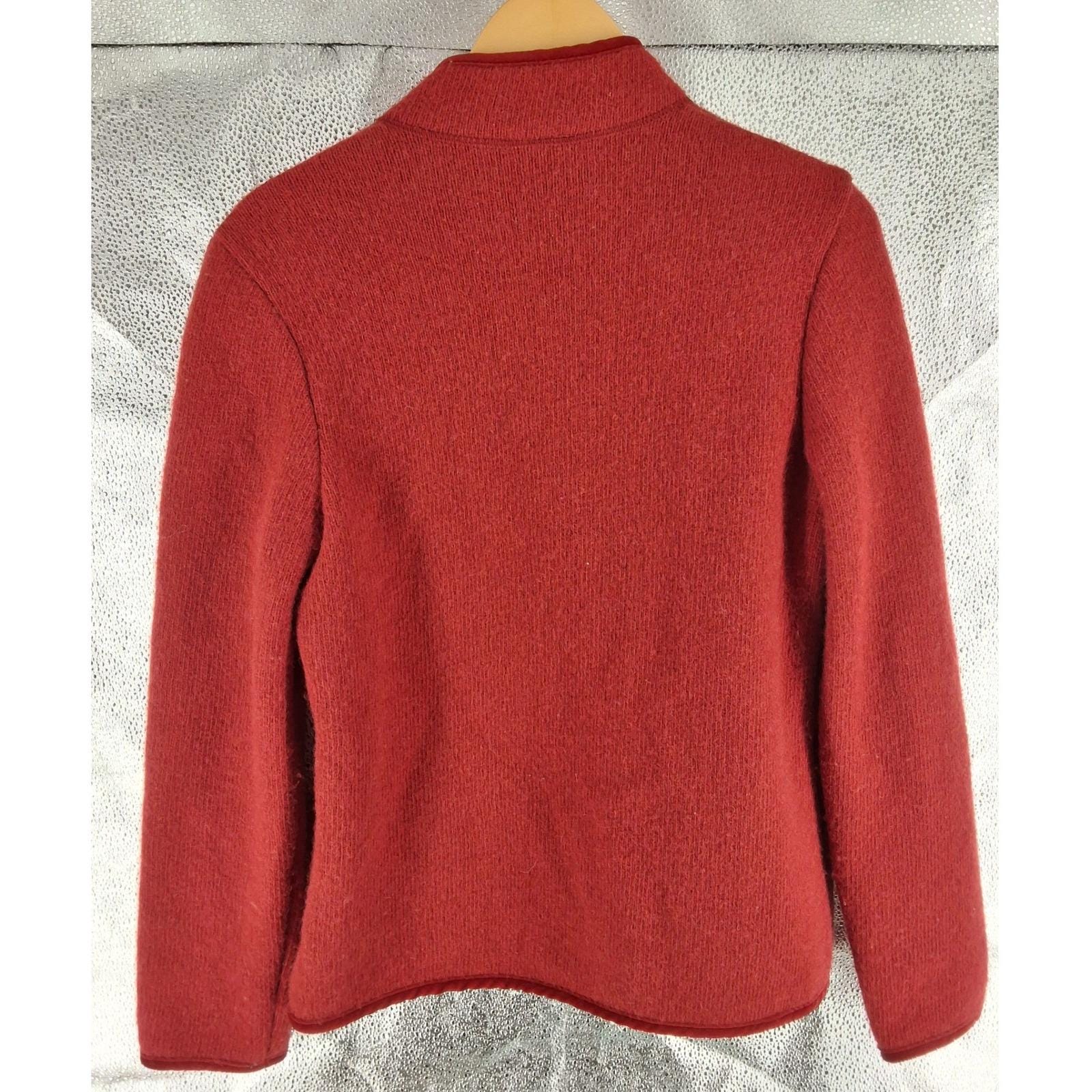 Isabella G. by Geiger Austria Red Boiled Wool Zip Jacket Velvet Trim Size 38 / 8 - View 8