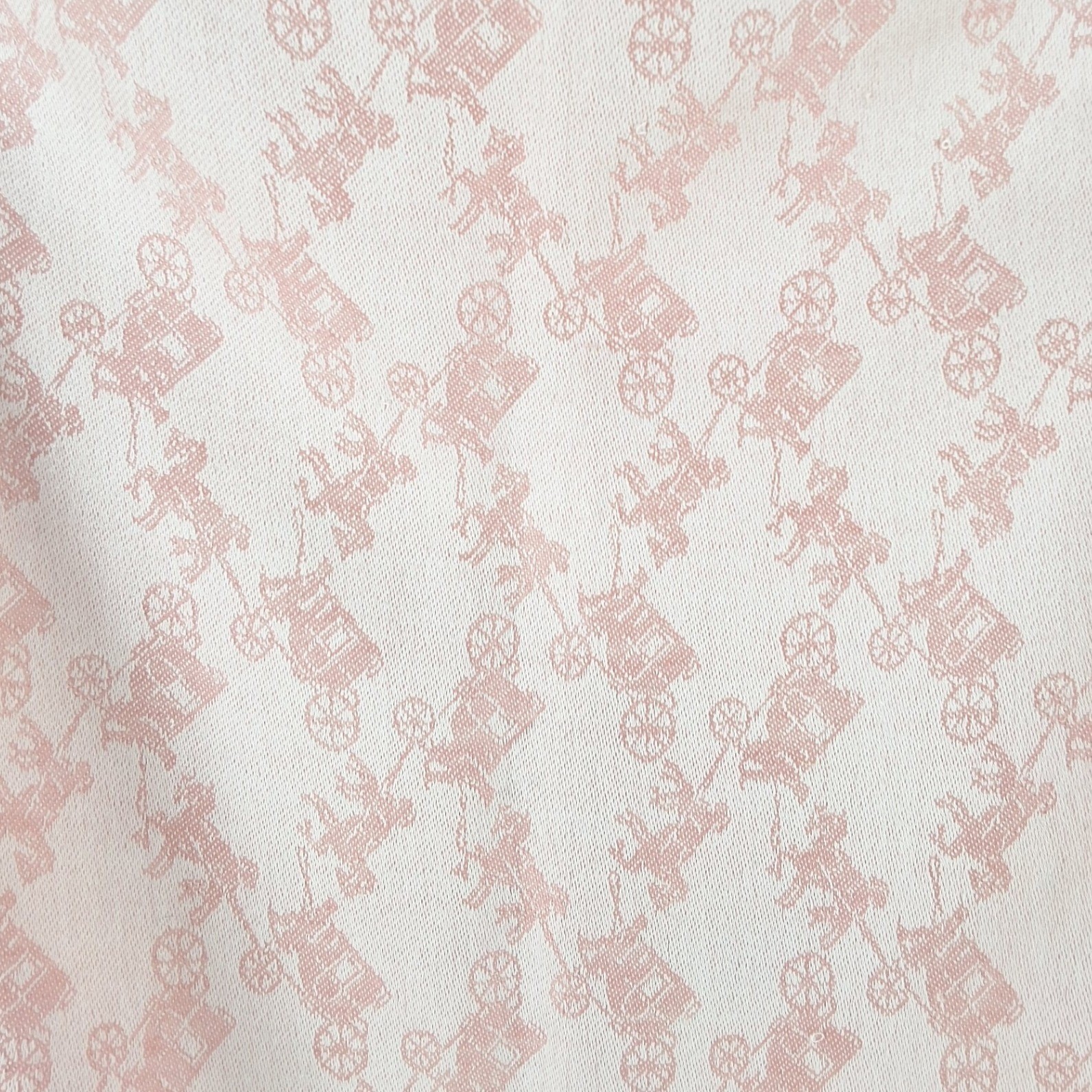 Coach Horse And Carriage Jacquard Scarf Pink Bone Oversized Shawl 51 In