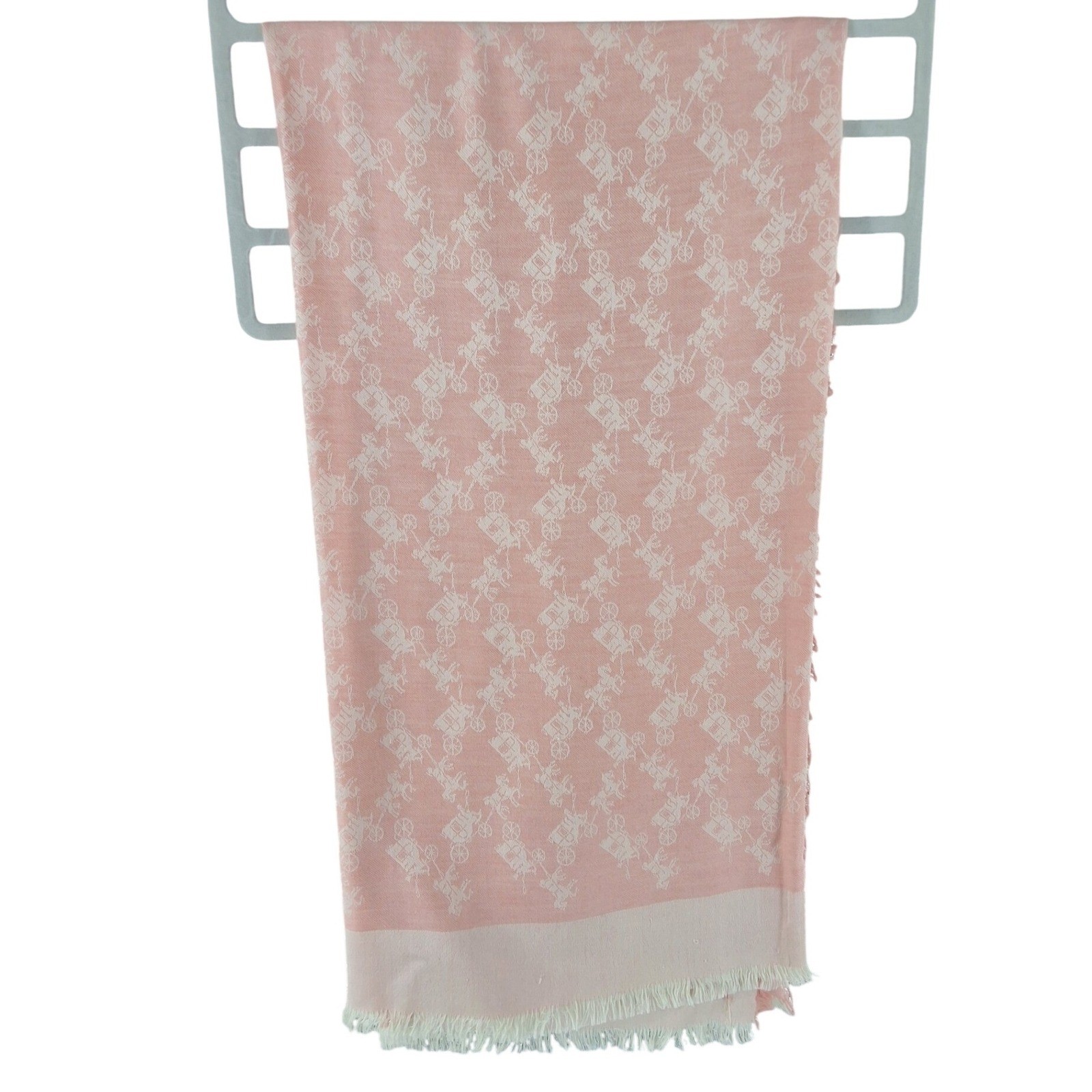 Coach Horse And Carriage Jacquard Scarf Pink Bone Oversized Shawl 51 In - View 6